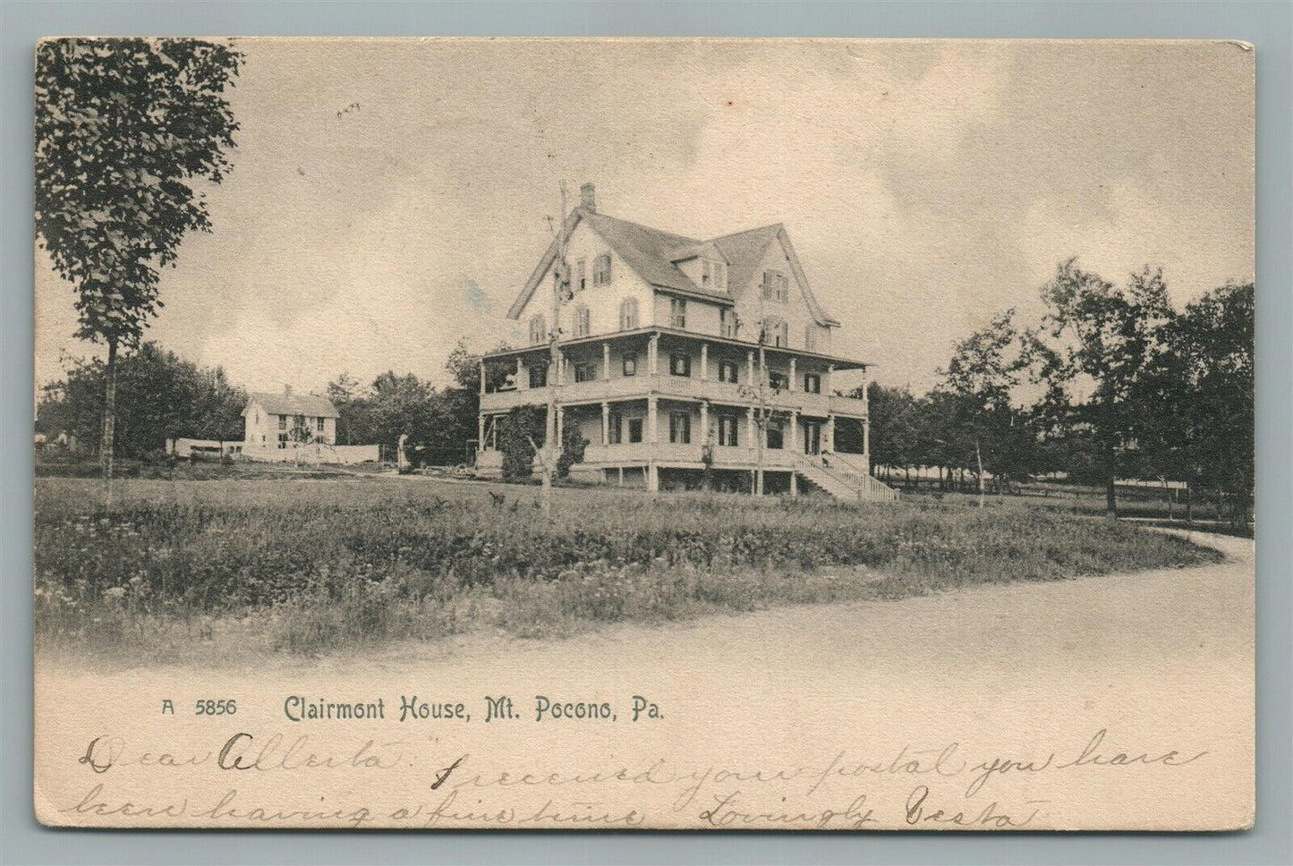 MT. POCONO PA CLAIRMONT HOUSE ANTIQUE POSTCARD