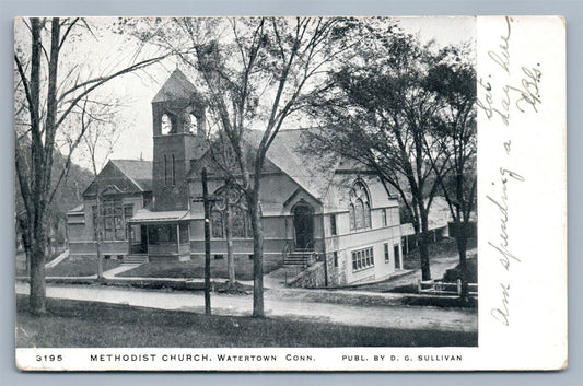 WATERTOWN CT METHODIST CHURCH ANTIQUE POSTCARD