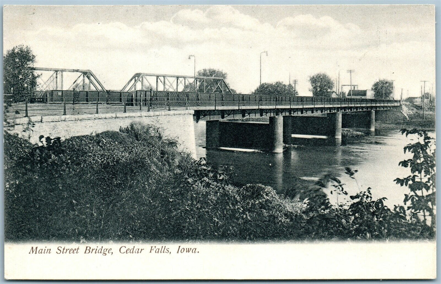 CEDAR FALLS IA MAIN STREET BRIDGE UNDIVIDED ANTIQUE POSTCARD