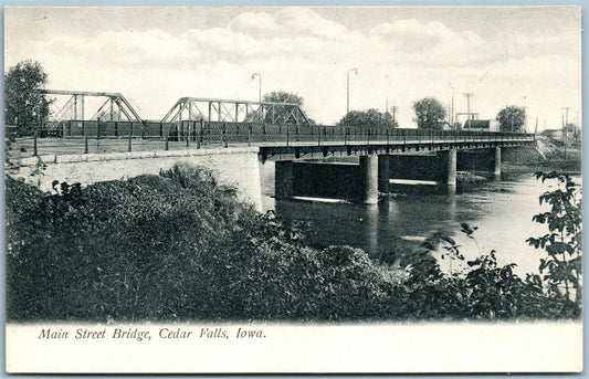 CEDAR FALLS IA MAIN STREET BRIDGE UNDIVIDED ANTIQUE POSTCARD