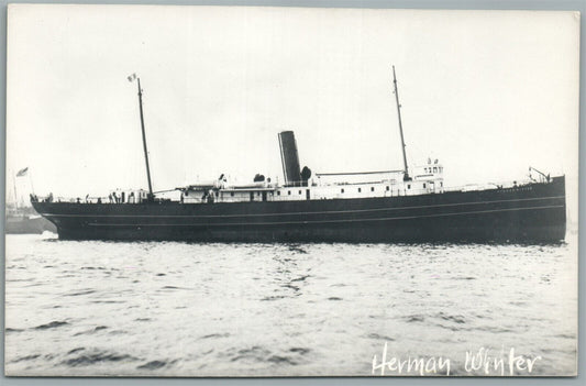 STEAMSHIP HERMAN WINTER VINTAGE REAL PHOTO POSTCARD RPPC