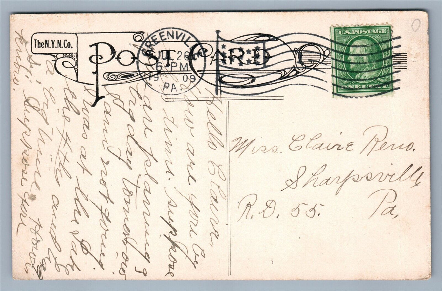 GREENVILLE PA SHENANGO STREET ANTIQUE POSTCARD