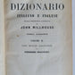 1864 ITALIAN ENGLISH DICTIONARY antique 2 VOLS NUOVO DIZIONARIO JOHN MILLHOUSE