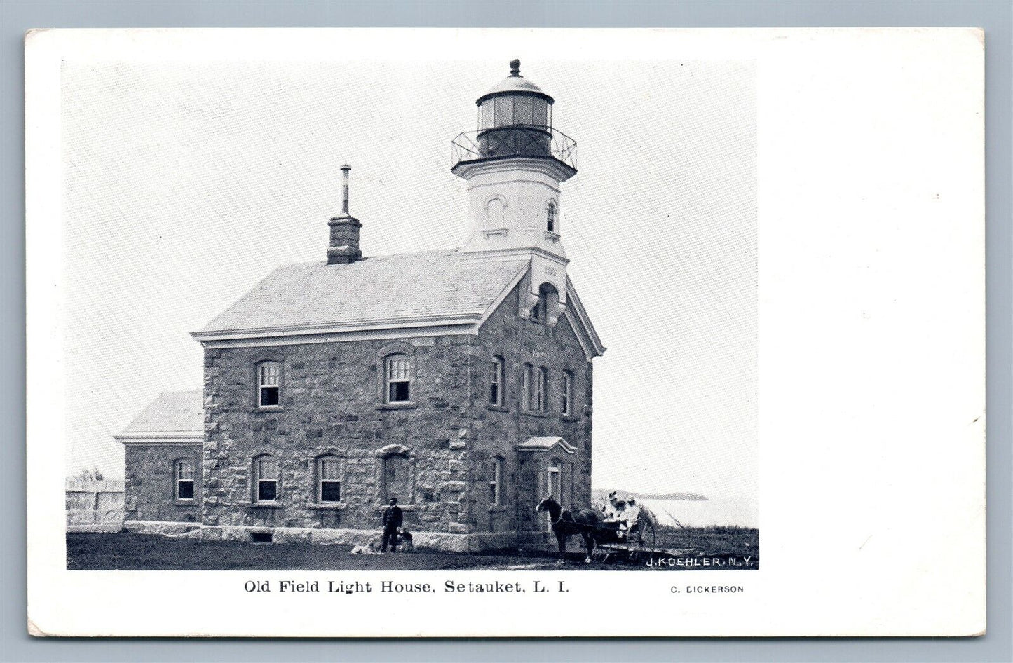 SETAUKET LI NY OLD FIELD LIGHT HOUSE ANTIQUE POSTCARD by J.KOEHLER