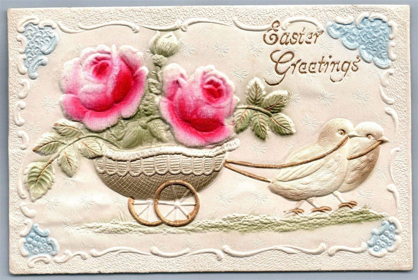 EASTER GREETINGS DEEPLY EMBOSSED ANTIQUE POSTCARD