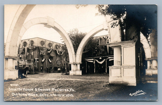 PALMYRA PA COURT of HONOR & SQUARE 1910 ANTIQUE REAL PHOTO POSTCARD RPPC