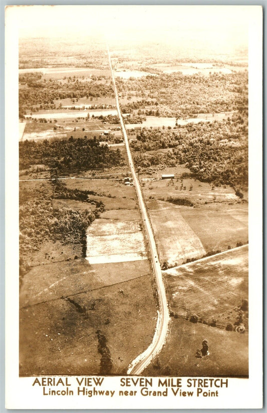 LINCOLN HWY PA GRAND VIEW POINT 7 MILE STRETCH VINTAGE REAL PHOTO POSTCARD RPPC