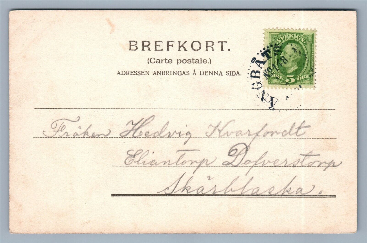 SWEDEN MOJA BERG ANTIQUE POSTCARD w/ STAMP