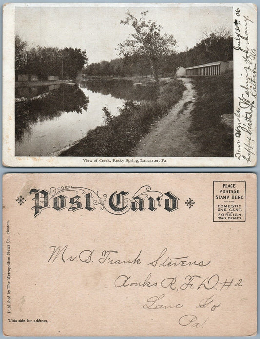 LANCASTER PA ROCKY SPRING CREEK ANTIQUE UNDIVIDED POSTCARD