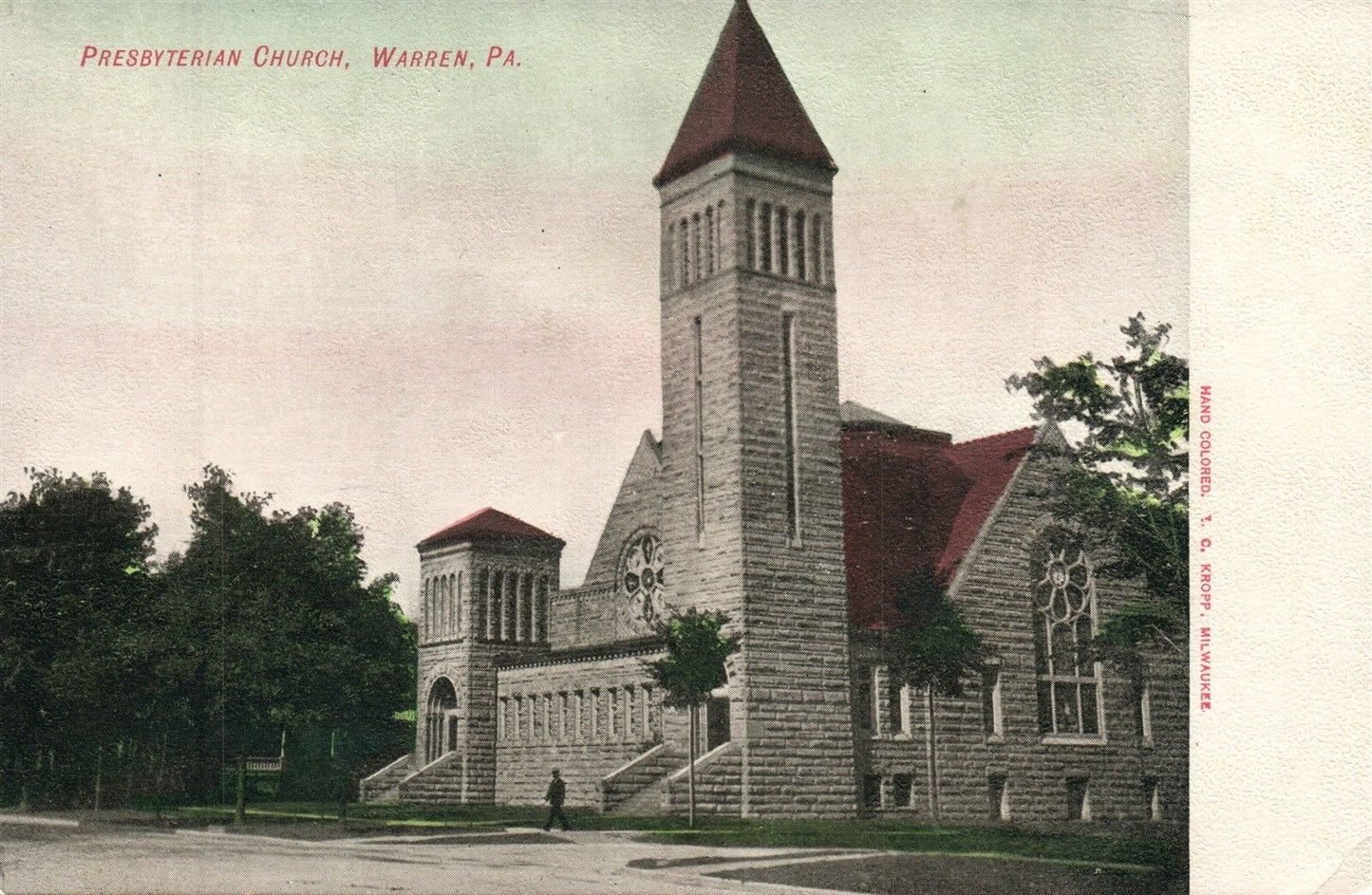 WARREN PA PRESBYTERIAN CHURCH UNDIVIDED ANTIQUE POSTCARD