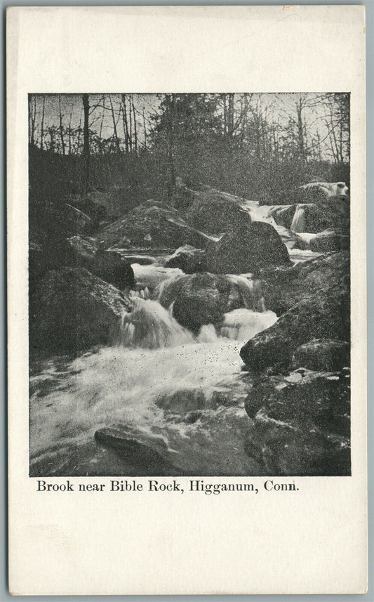 HIGGANUM CT BROOK NEAR BIBLE ROCK ANTIQUE POSTCARD