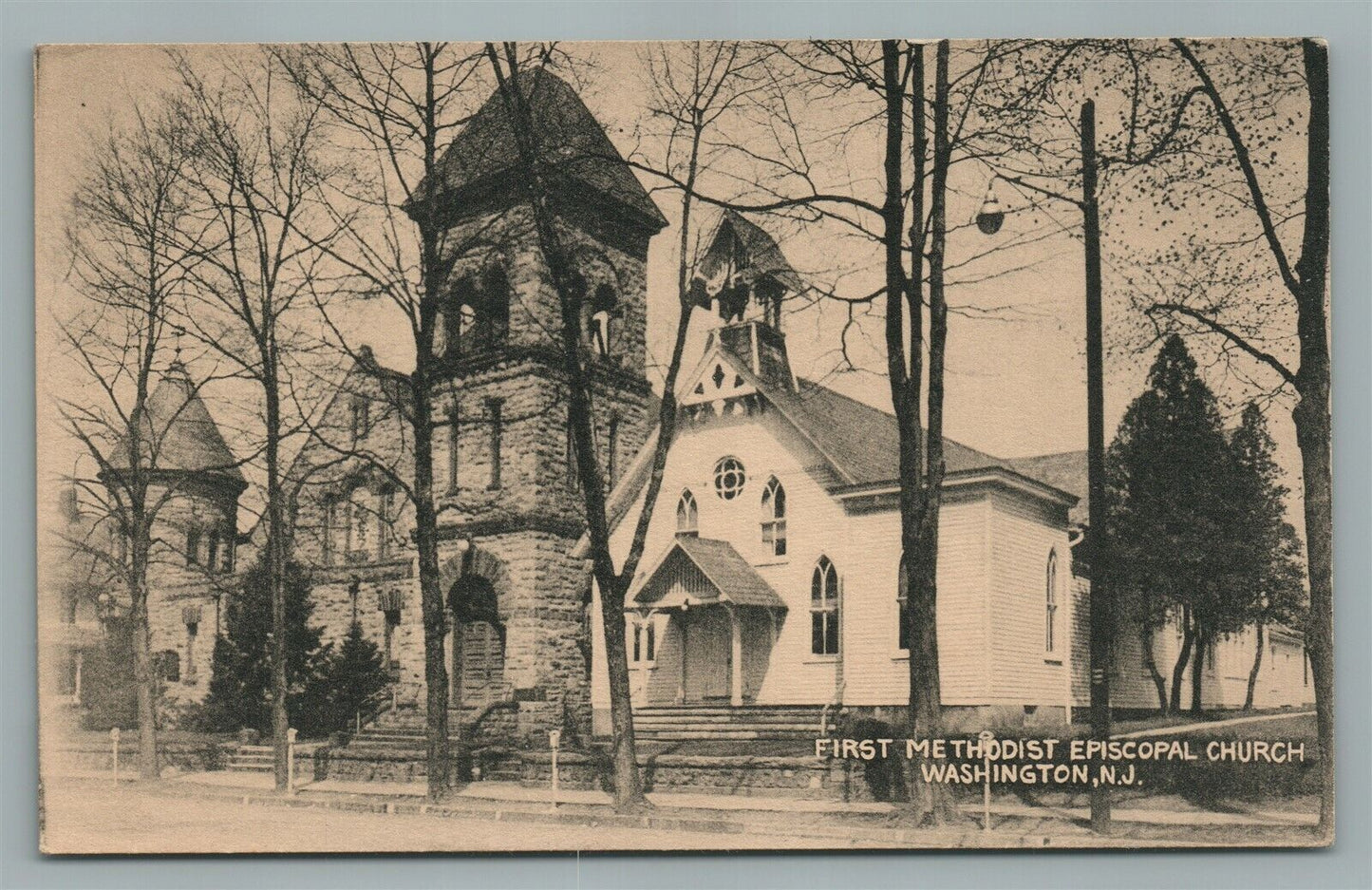 WASHINGTON NJ FIRST METHODIST CHURCH ANTIQUE POSTCARD
