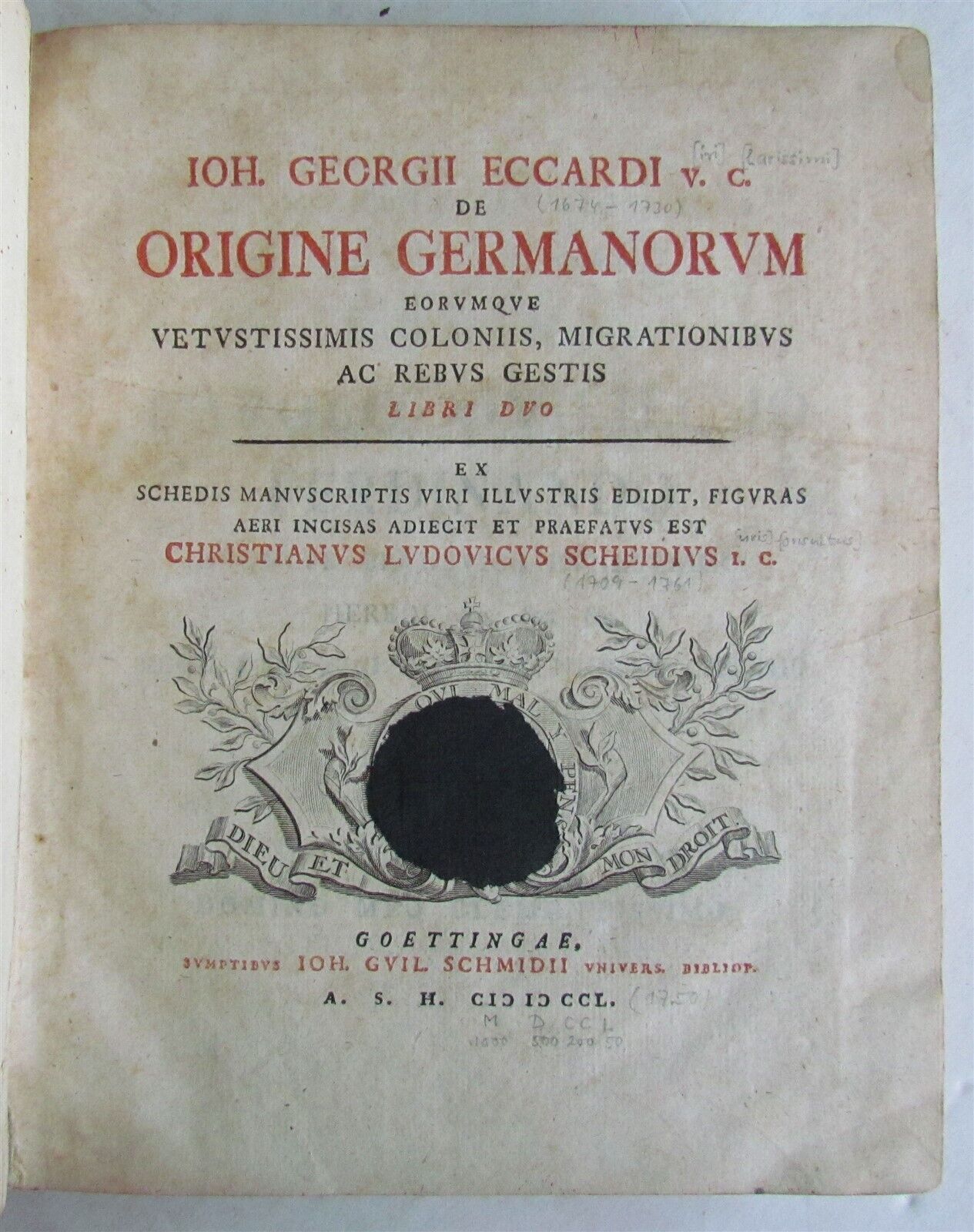 1750 GERMAN HISTORY ILLUSTRATED antique De origine Germanorum eorumque vetustis