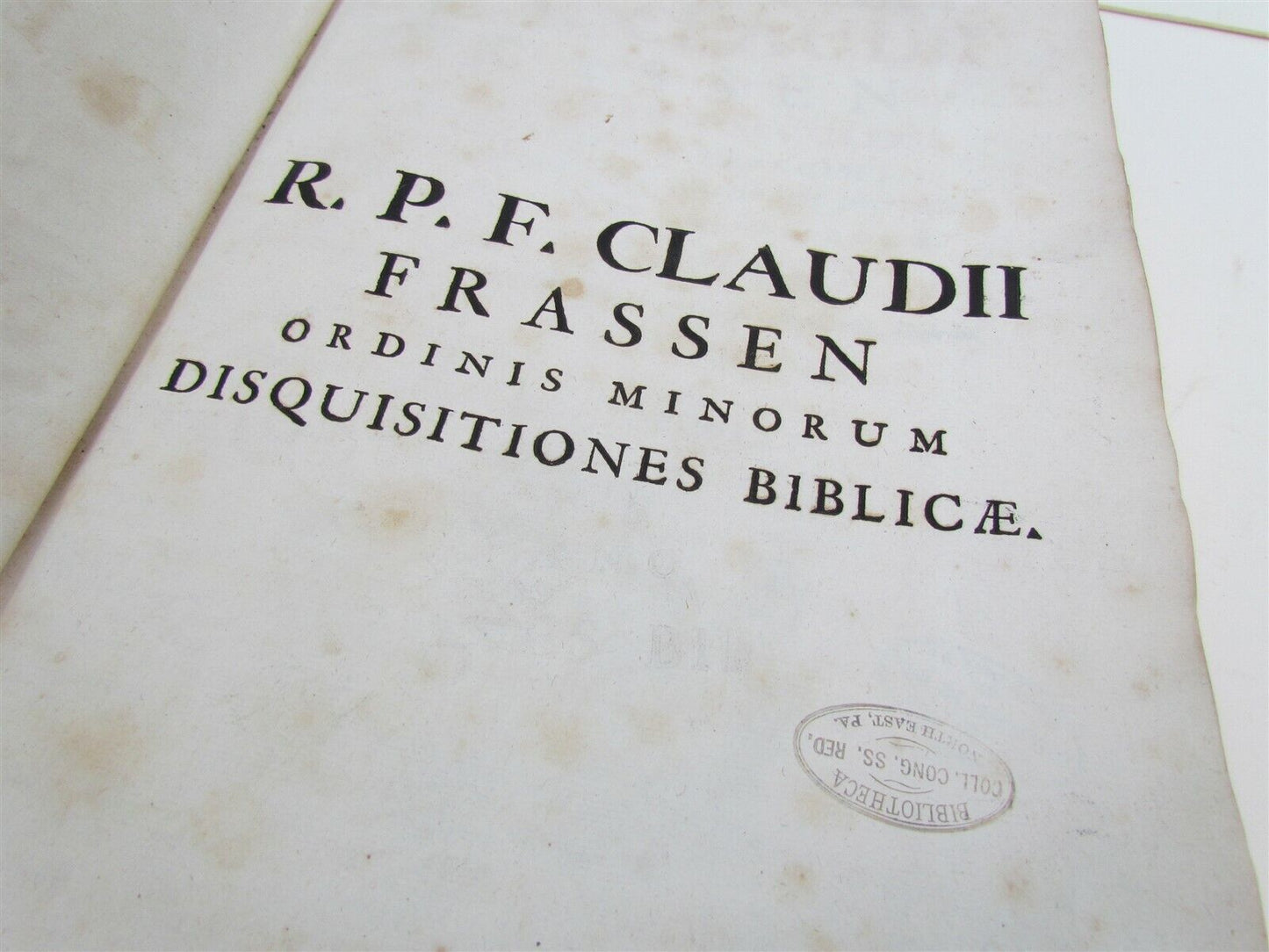 1769 VELLUM BOUND ANTIQUE FOLIO Disquisitiones Biblicae R.P.F. Claudii Frassen