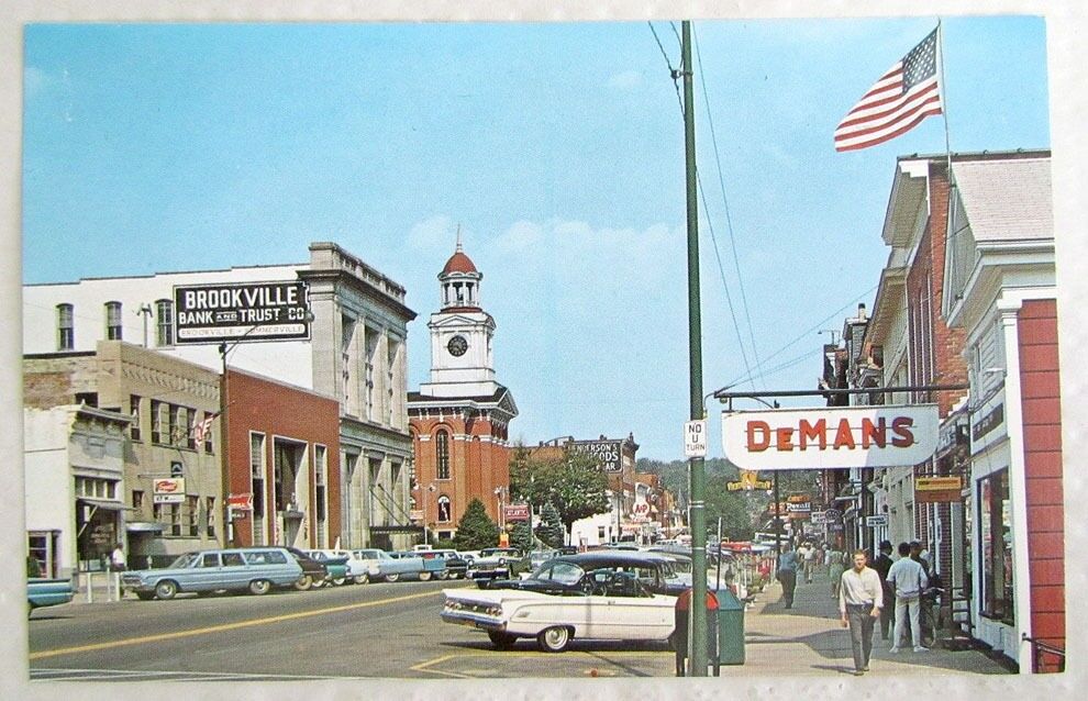 VINTAGE POSTCARD MAIN STREET in BROOKVILLE PA
