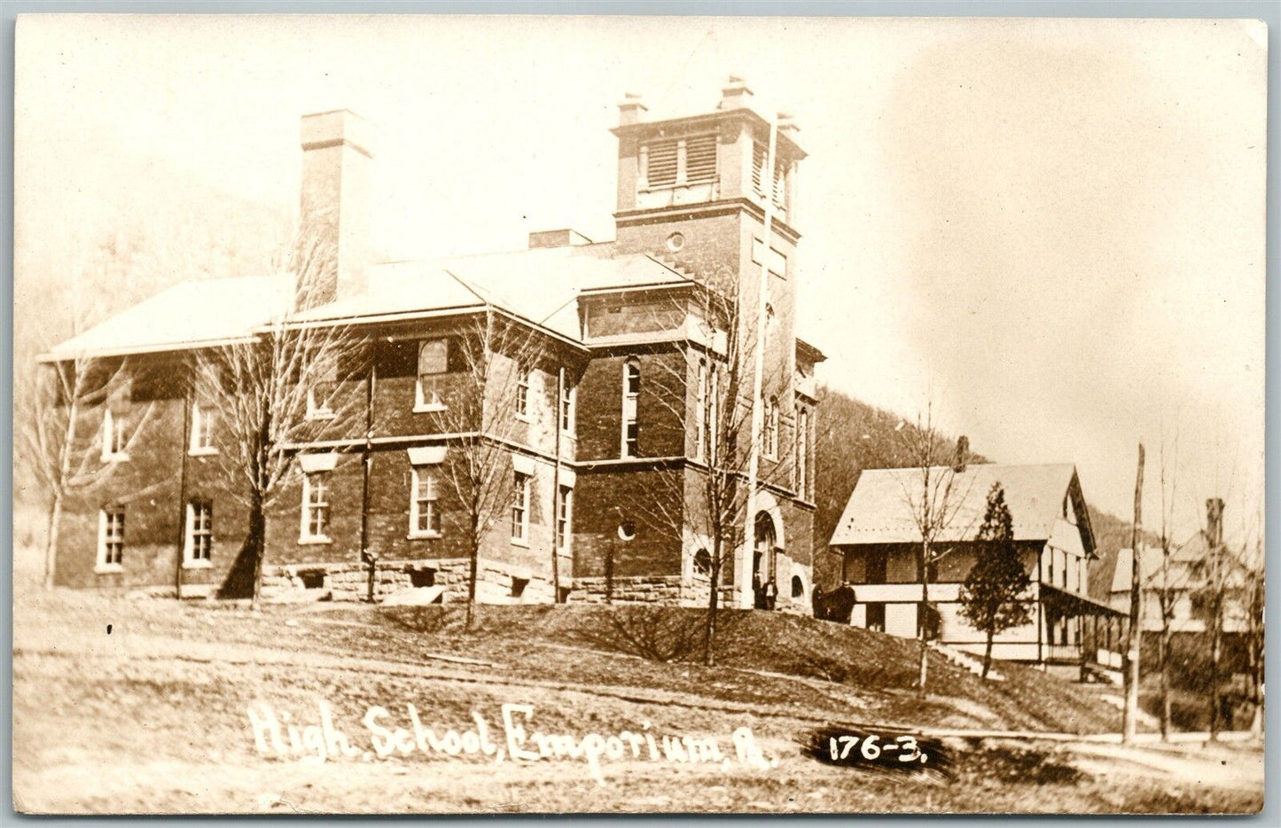 EMPORIUM PA HIGH SCHOOL ANTIQUE REAL PHOTO POSTCARD RPPC