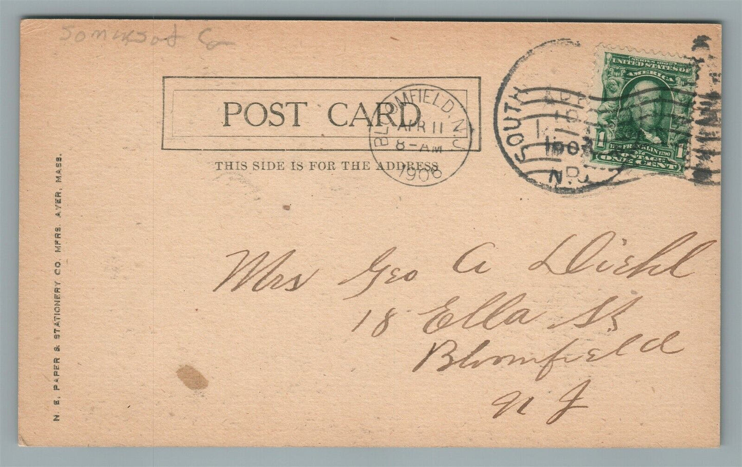 BOUND BROOK NJ OLD CHESTNUT STREET ANTIQUE POSTCARD