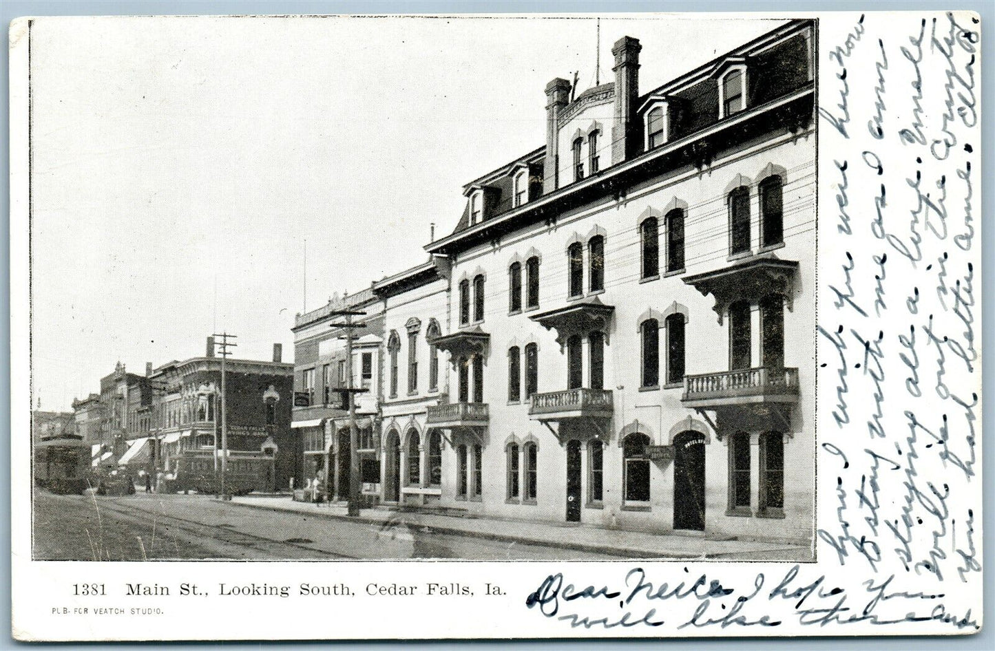 CEDAR FALLS IA 1381 MAIN STREET ANTIQUE POSTCARD