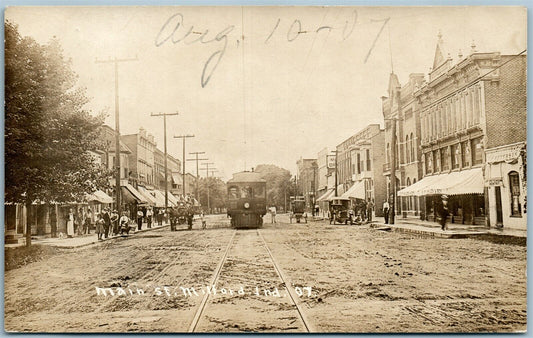 MILFORD IN MAIN STREET ANTIQUE REAL PHOTO POSTCARD RPPC