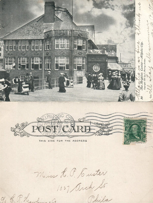 ATLANTIC CITY N.J. BRIGHTON CASINO 1906 UNDIVIDED ANTIQUE POSTCARD