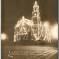 NORWICH CT CITY HALL at NIGHT 1909 ANTIQUE REAL PHOTO POSTCARD RPPC US FLAGS