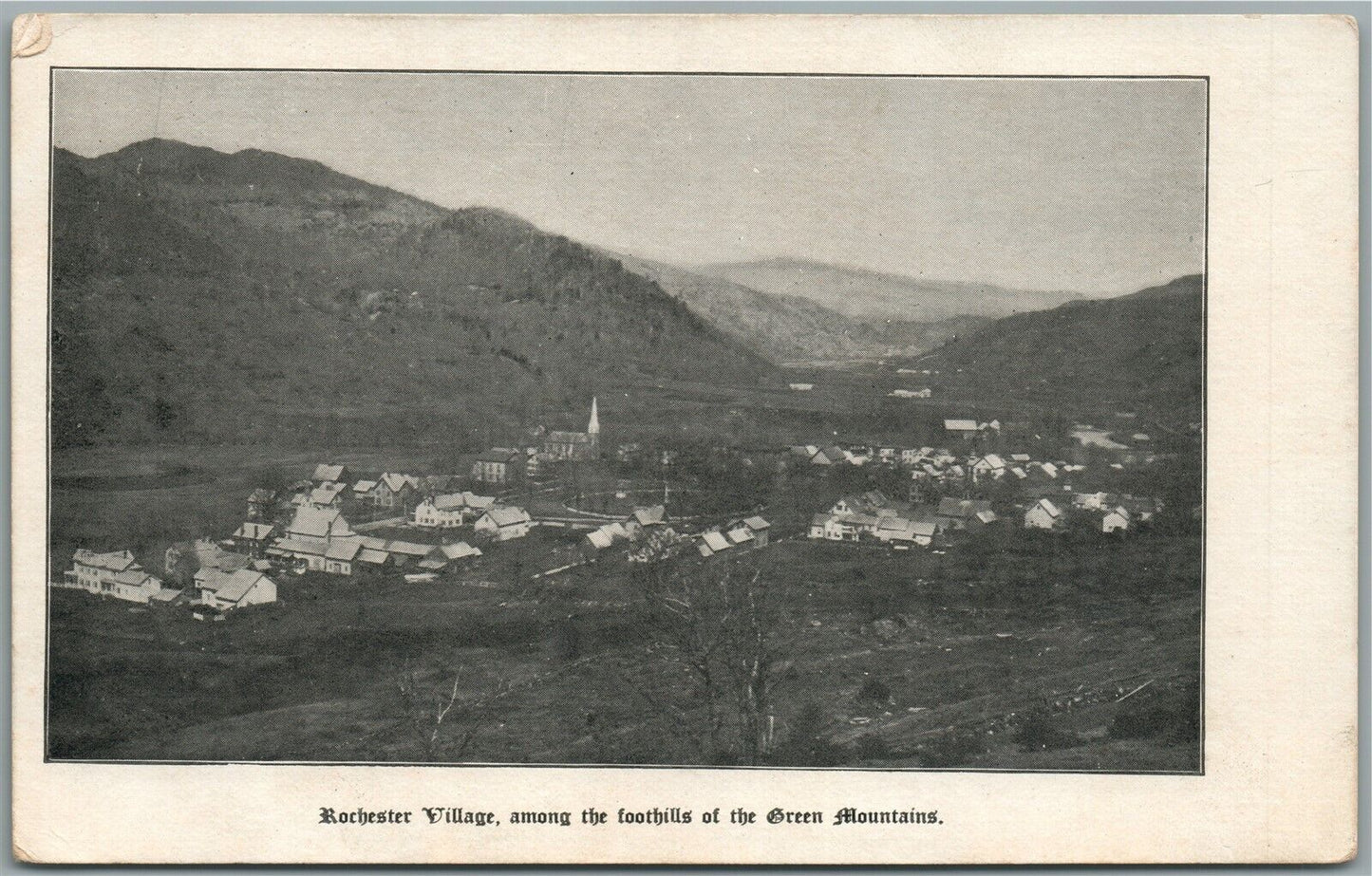 ROCHESTER VILLAGE VT BIRDS EYE VIEW ANTIQUE POSTCARD