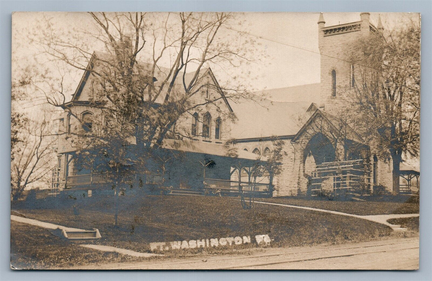 FORT WASHINGTON PA CHURCH 1909 ANTIQUE REAL PHOTO POSTCARD RPPC