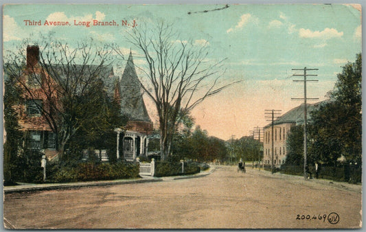 LONG BRANCH NJ THIRD AVENUE ANTIQUE POSTCARD