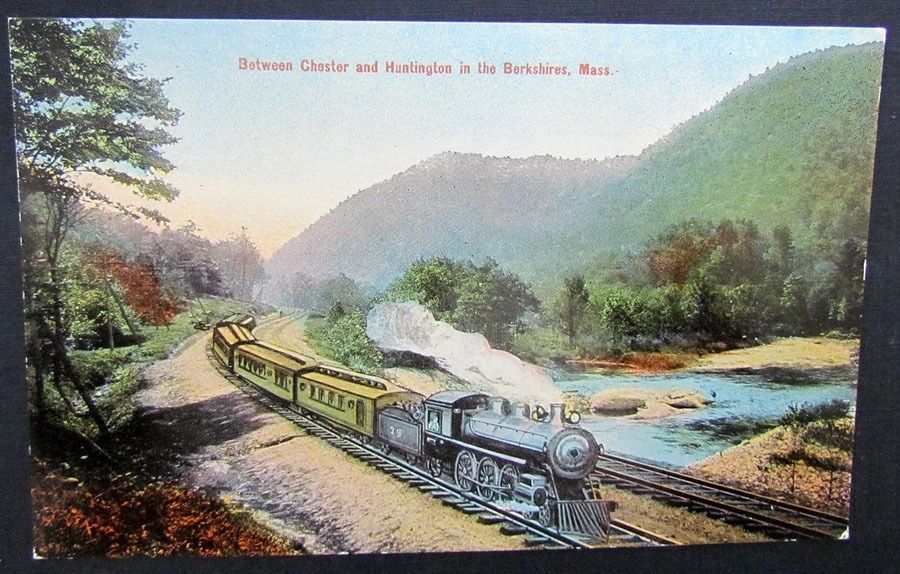 VINTAGE POSTCARD CHESTER & HUNTINGTON IN BERKSHIRES MASS. railroad train railway