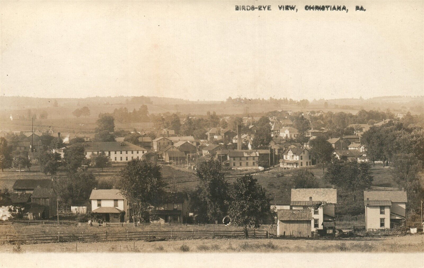 CHRISTIANA PA BIRDS EYE VIEW ANTIQUE REAL PHOTO POSTCARD RPPC