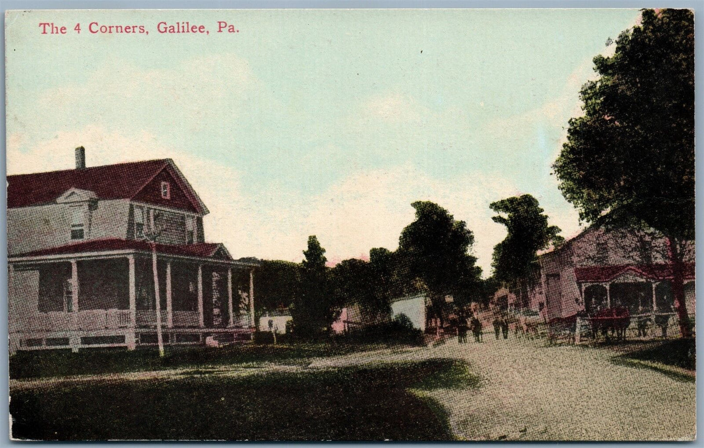 GALILEE PA THE 4 CORNERS ANTIQUE POSTCARD