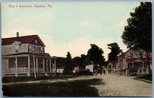 GALILEE PA THE 4 CORNERS ANTIQUE POSTCARD