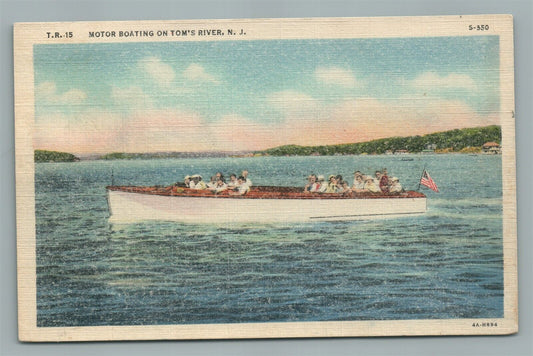 TOM'S RIVER NJ MOTOR BOATING VINTAGE POSTCARD