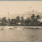 TROPICAL HARBOR with HOTEL ANTIQUE REAL PHOTO POSTCARD RPPC 10" length