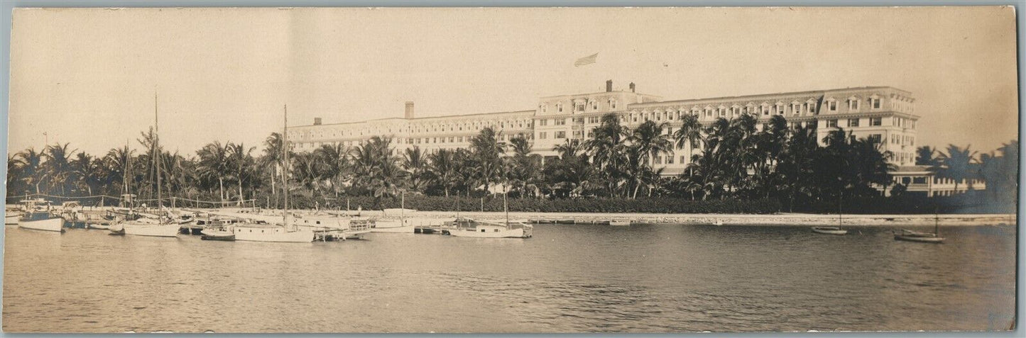 TROPICAL HARBOR with HOTEL ANTIQUE REAL PHOTO POSTCARD RPPC 10" length