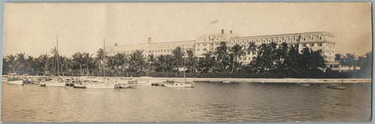 TROPICAL HARBOR with HOTEL ANTIQUE REAL PHOTO POSTCARD RPPC 10" length