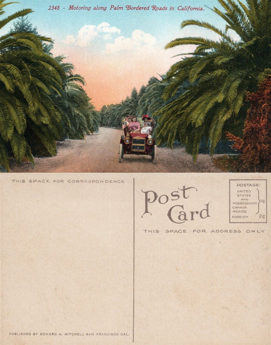 MOTORING IN CALIFORNIA ANTIQUE POSTCARD