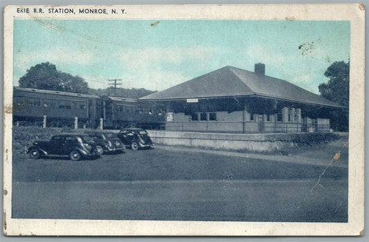 MONROE NY RAILROAD STATION RAILWAY TRAIN DEPOT ANTIQUE POSTCARD