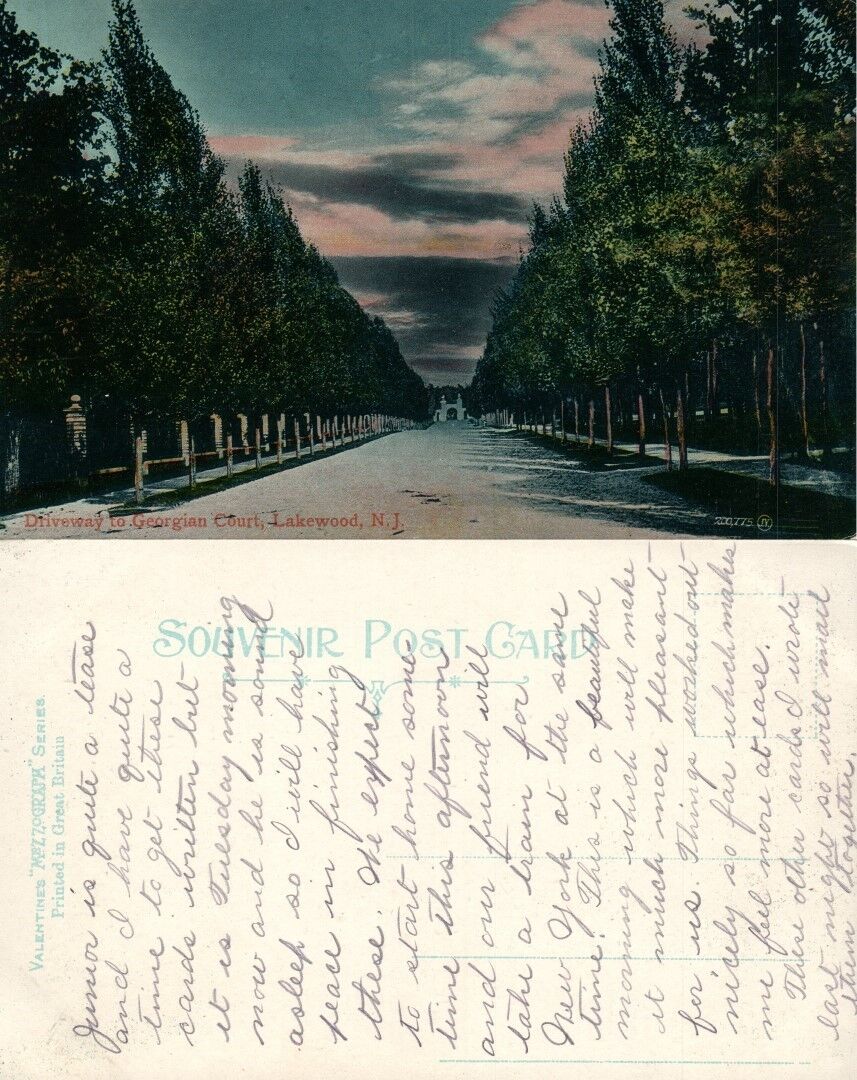 LAKEWOOD N.J. DRIVEWAY TO GEORGIAN COURT ANTIQUE POSTCARD