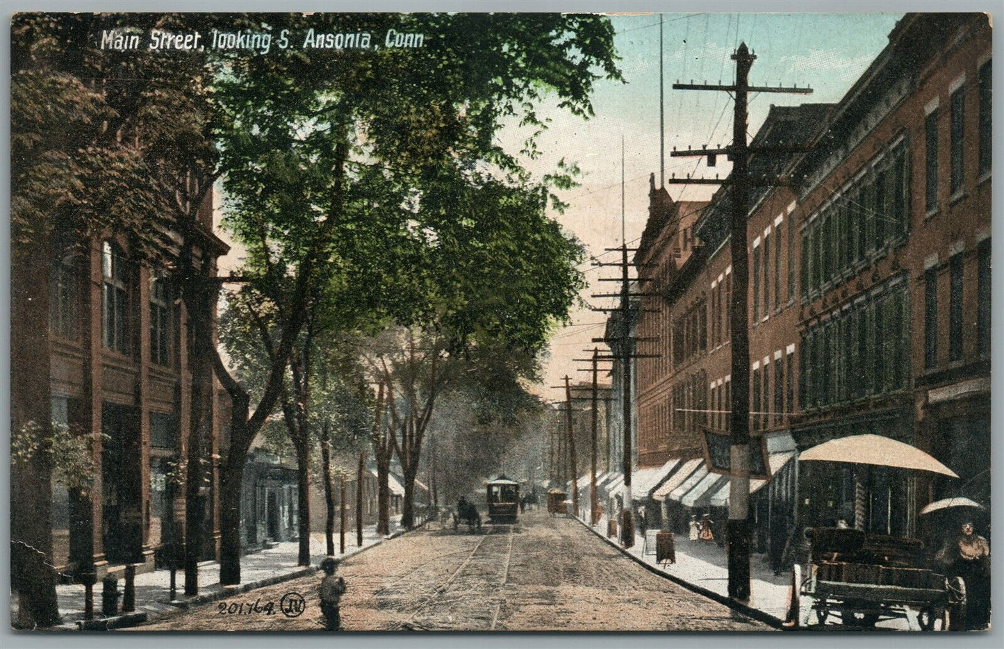 S.ANSONIA CT MAIN STREET ANTIQUE POSTCARD