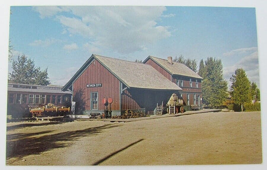 VINTAGE POSTCARD NEVADA CITY DEPOT ALDER GULCH SHORT LINE R.R. MONTANA RAILROAD