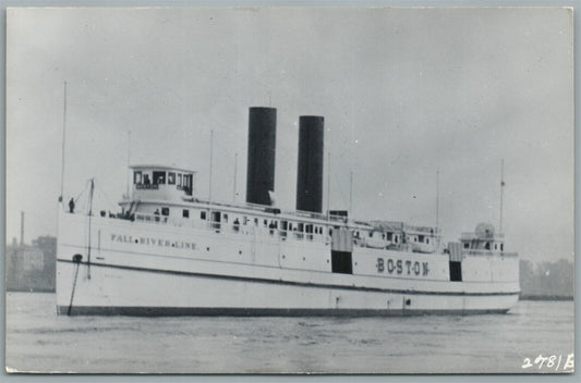 BOSTON STEAM BOAT ship VINTAGE REAL PHOTO POSTCARD RPPC