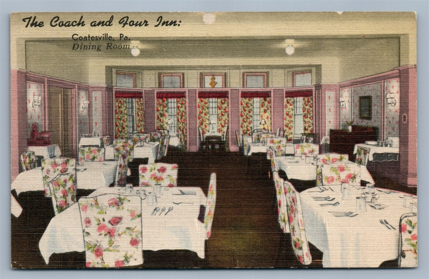COATESVILLE PA COACH & FOUR INN ANTIQUE POSTCARD