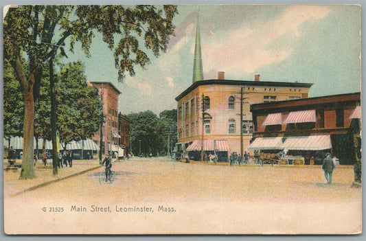 LEOMINSTER MA MAIN STREET ANTIQUE POSTCARD
