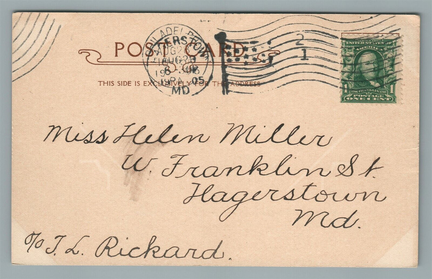 PHILADELPHIA PA GREEN'S HOTEL ANTIQUE POSTCARD