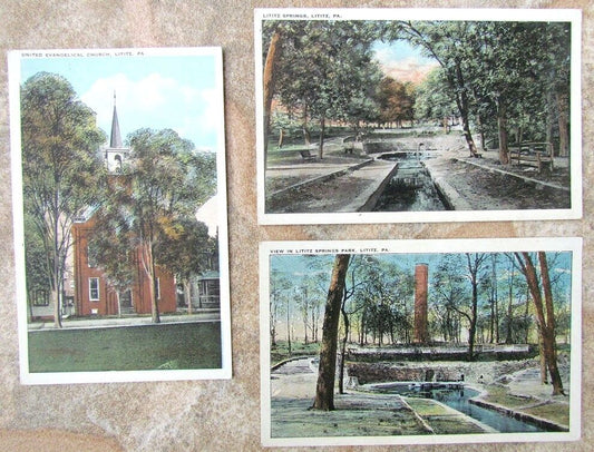 LOT OF 3 ANTIQUE POSTCARDS VIEWS OF LITITZ PA