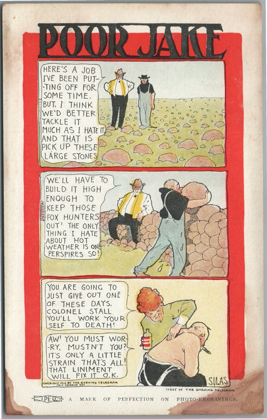 POOR JAKE COMIC ANTIQUE POSTCARD