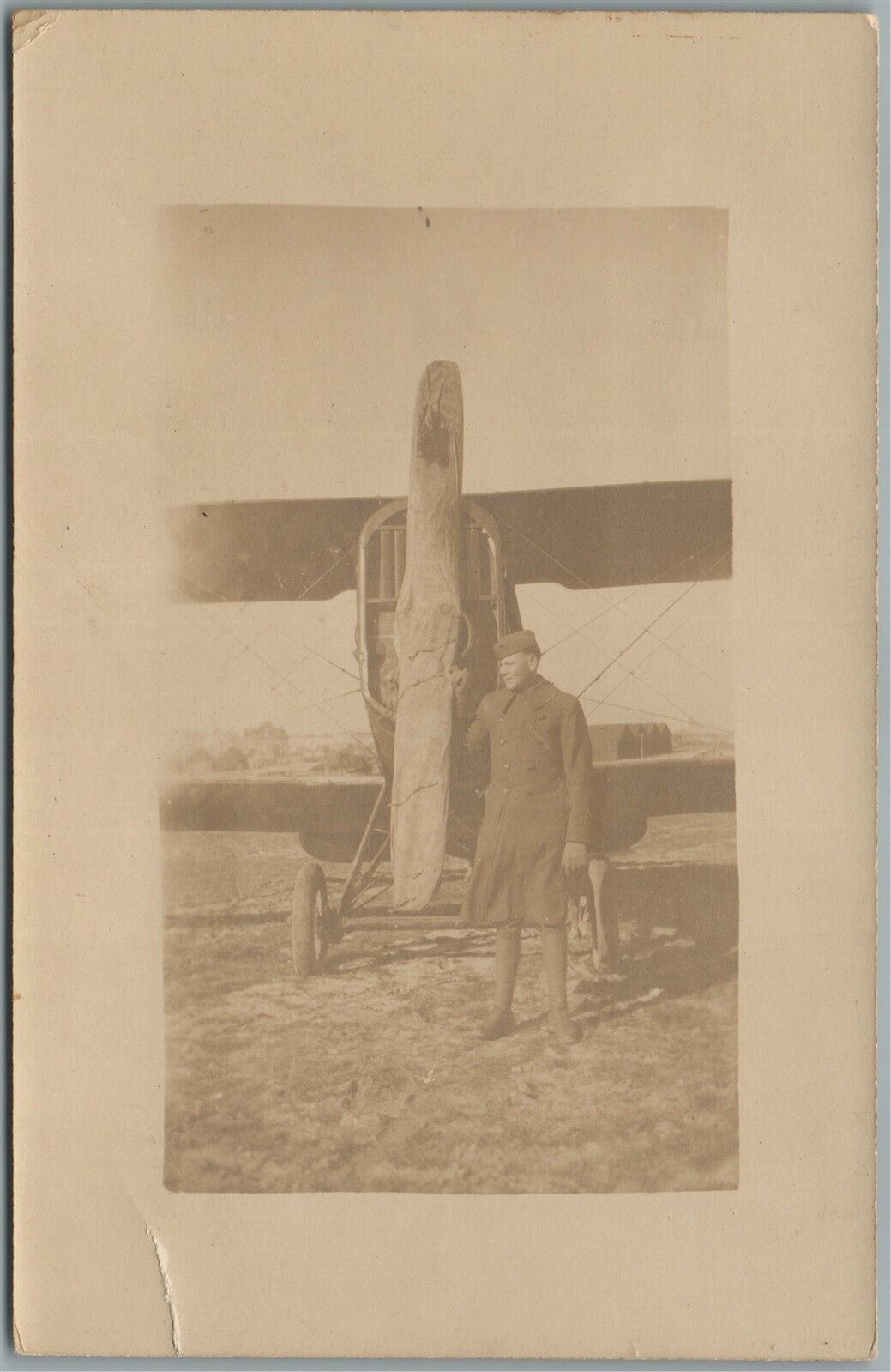 FRENCH AIRPLANE WWI ERA ANTIQUE REAL PHOTO POSTCARD RPPC