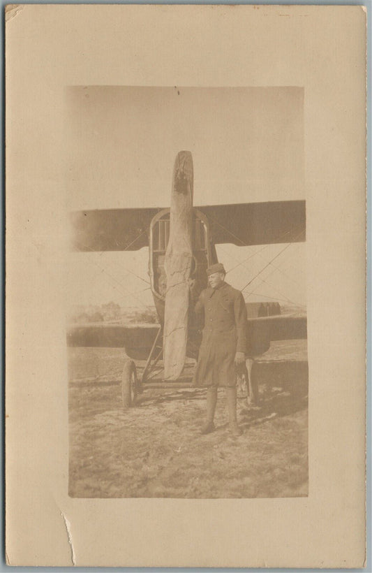 FRENCH AIRPLANE WWI ERA ANTIQUE REAL PHOTO POSTCARD RPPC