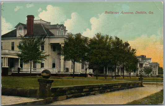 DUBLIN GA BELLEVUE AVENUE ANTIQUE POSTCARD